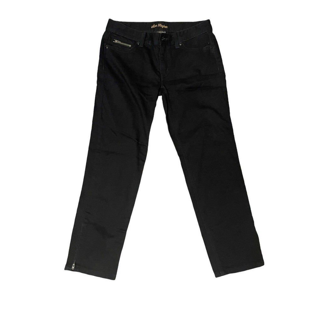 Ann Taylor Womens Black Pants 2 Lindsay Waist Modern Fit Cropped Ankle Zip